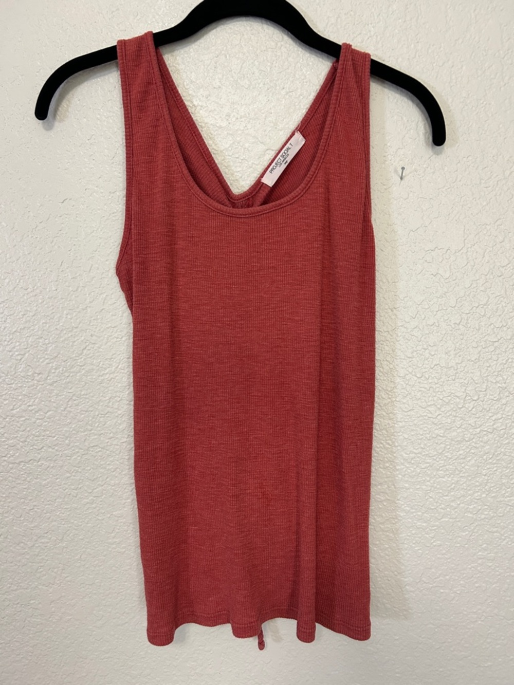 Project Social T Rust Textured Scoop Tank Top